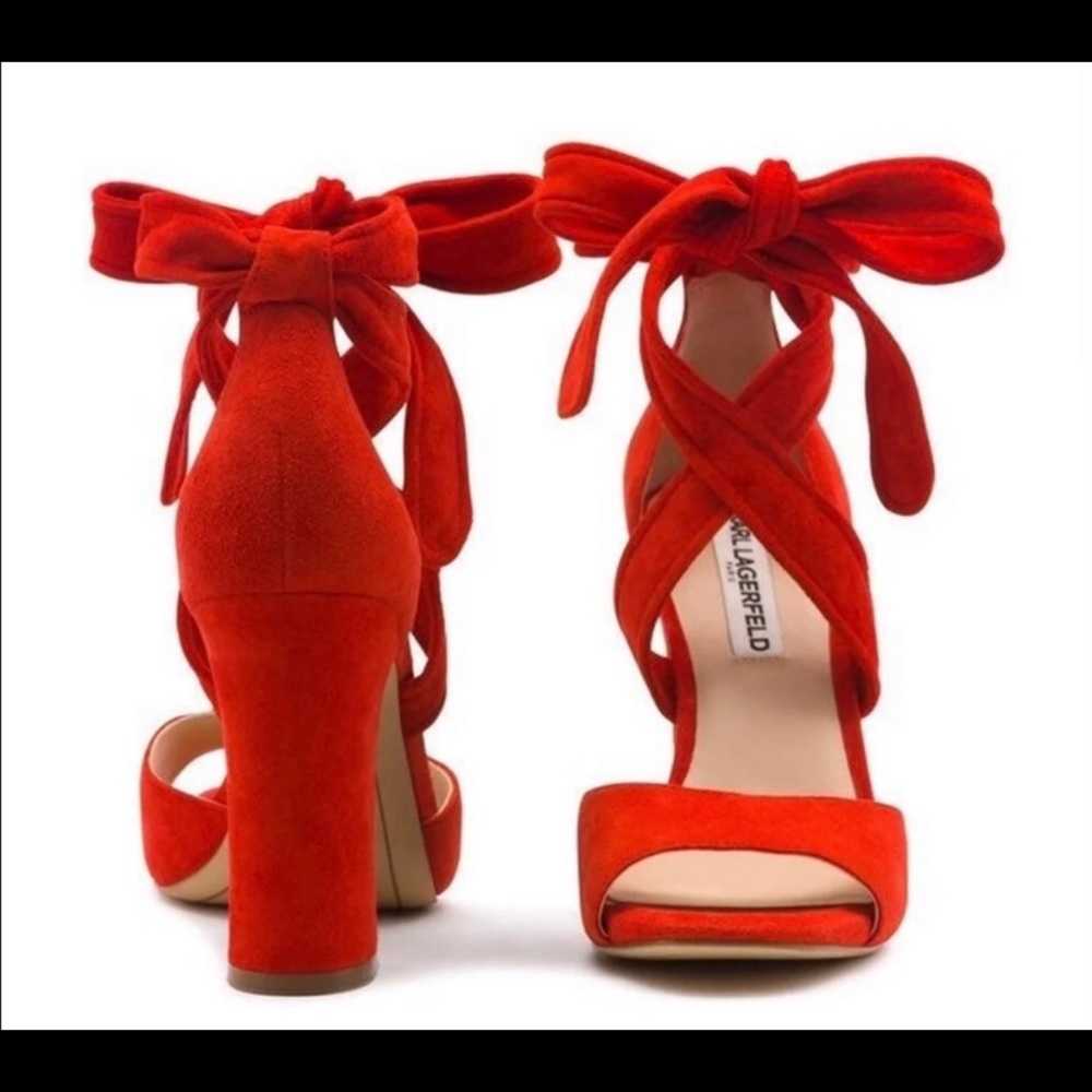 Karl Lagerfeld velvet lace up heels, size 7.5